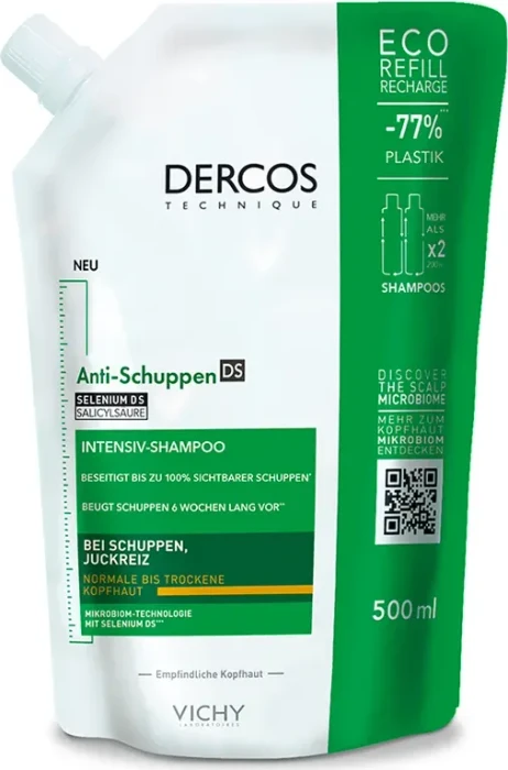 Vichy Dercos Anti-Schuppen für trockene Kopfhaut Shampoo Refill, 500ml