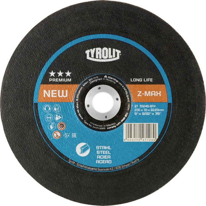 Tyrolit Premium Longlife Z-MAX Schleifscheibe K24, 230x7x22.23mm, 10 Stück