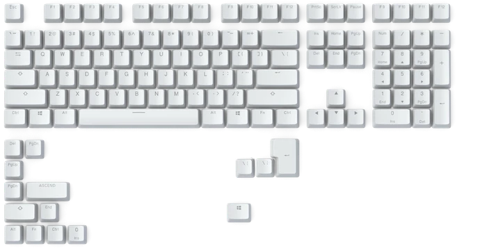 Glorious GMMK V2 USA Base Kit, Kunststoff (ABS) Double-Shot, weiß, 123 Tasten, ANSI-US