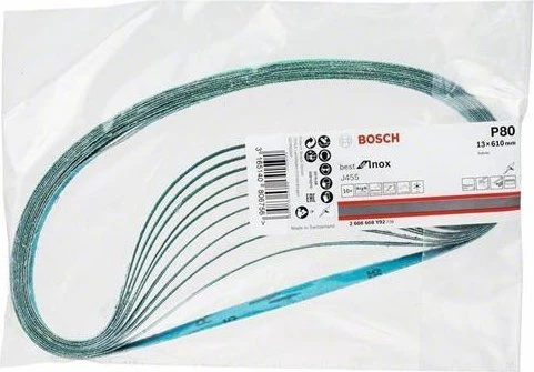 Bosch Professional J455 Best for Inox Schleifband K80, 13x610mm, 10 Stück