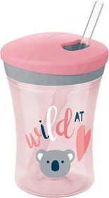 NUK Action Cup Trinklerntasse mit Trinkhalm, 230ml, rosa