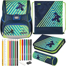 Herlitz Loop Plus Funky Ninja Schultaschen-Set, 4-tlg.