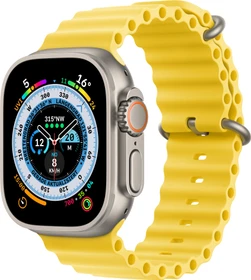 Apple Watch Ultra mit Ocean Armband gelb
