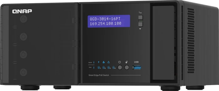 QNAP QGD-3014 Dual-System VM-Host & NAS Desktop Gigabit Smart Switch, 16x RJ-45, 2x RJ-45/SFP, 140W PoE+
