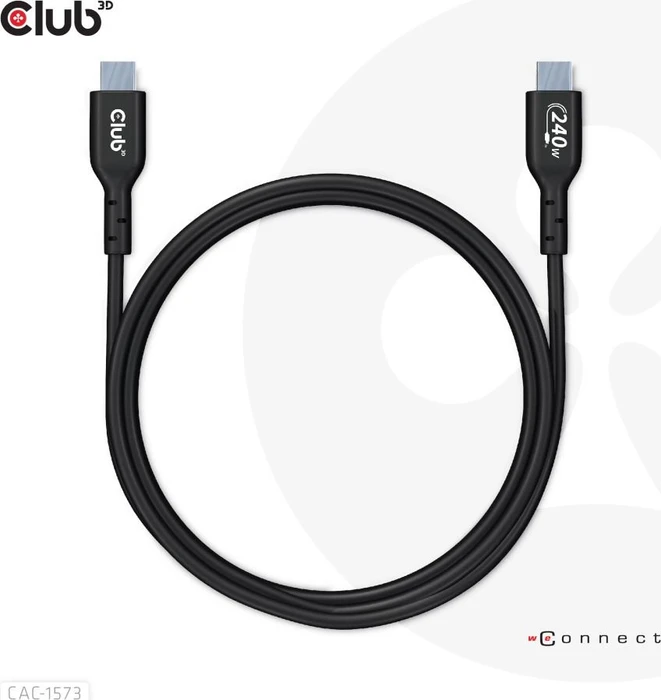 Club 3D USB-C 2.0 Kabel, 480Mb/s, 240W PD EPR, USB-C 2.0 Stecker auf USB-C 2.0 Stecker, 2m