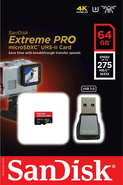SanDisk Extreme PRO R275/W100 64GB, UHS-II U3, Class 10