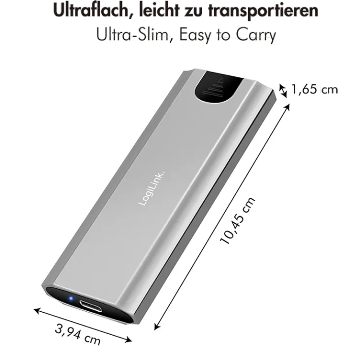 LogiLink externes Gehäuse, M.2 NVMe SSD, USB-C 3.1