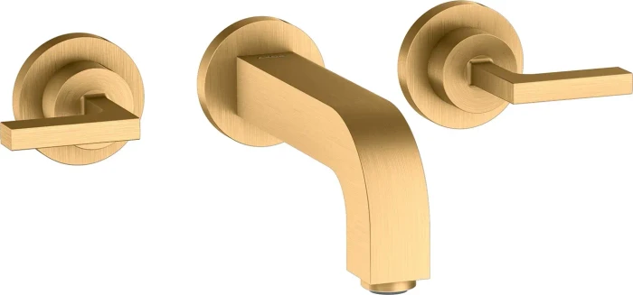 Hansgrohe Axor Citterio 3-Loch Waschbeckenarmatur mit Hebelgriffen 162mm brushed brass