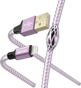 Hama Lade-/Datenkabel Reflective Lightning/USB-A 1.5m lavendel