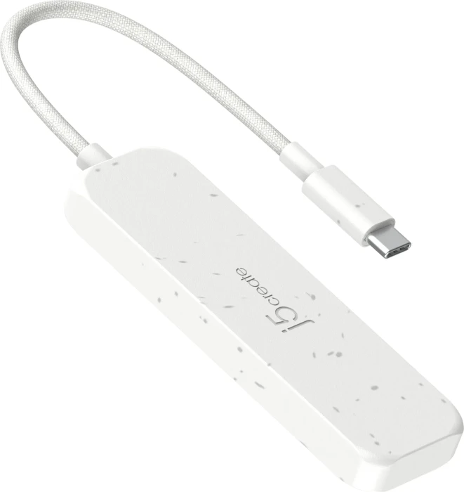 j5create Eco-Friendly 4-in-1 USB-C Hub weiß, 4x USB-C 3.1, USB-C 3.1 [Stecker]