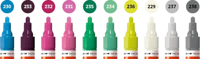 Molotow ONE4ALL 227HS 4mm Acrylmarker Basic-Set 3 sortiert, 10er-Set, Etui