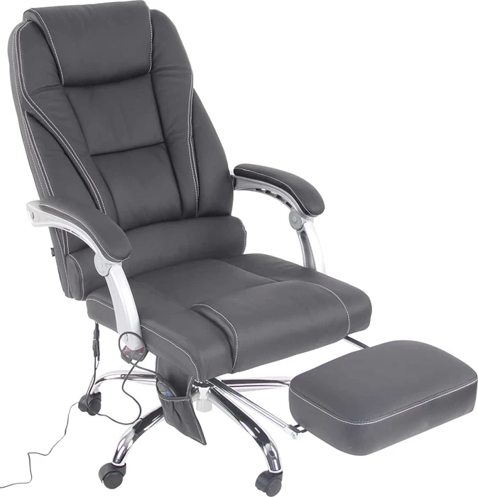 CLP Pacific Leder Bürostuhl mit Massagefunktion, schwarz