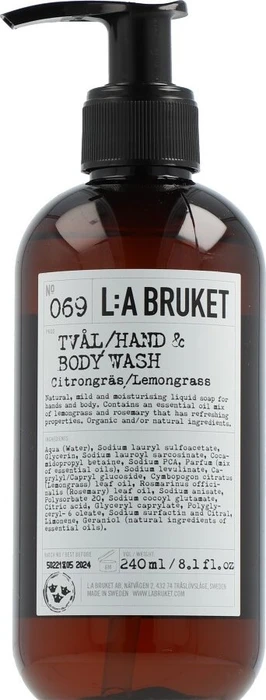L:A Bruket No 069 Lemongrass Hand & Body Wash, 240ml