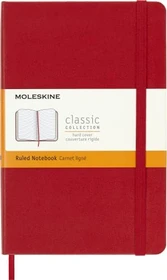 Moleskine Klassik Notizbuch, 115x180mm, liniert, fester Einband Medium, scharlachrot, 208 Blatt