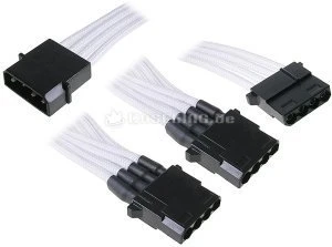 BitFenix Alchemy 4-Pin Molex auf 3x 4-Pin Molex 55cm, sleeved weiß/schwarz