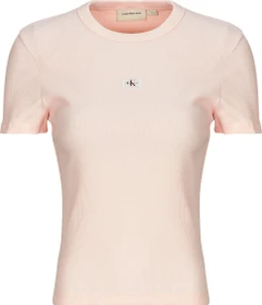 Calvin Klein Woven Label Rib Slim Fit T-Shirt kurzarm silver peony (Damen)