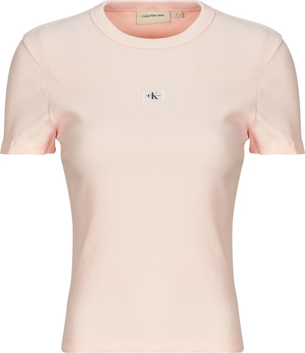 Calvin Klein Woven Label Rib Slim Fit T-Shirt kurzarm silver peony (Damen)