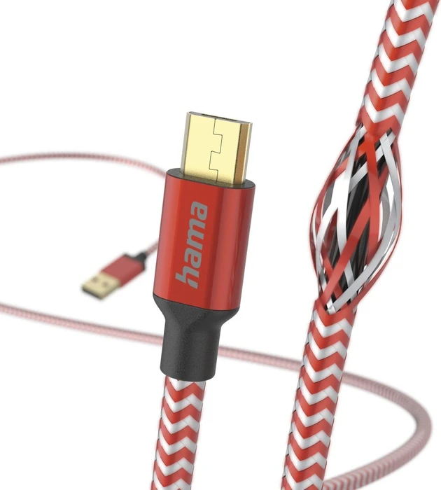 Hama Ladekabel Reflective USB-A/Micro-USB 1.5m Nylon rot
