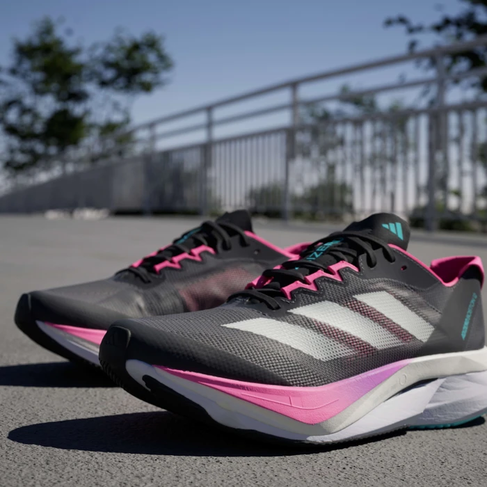 adidas Adizero Boston 12 grey five/crystal jade/lucid pink (Damen)