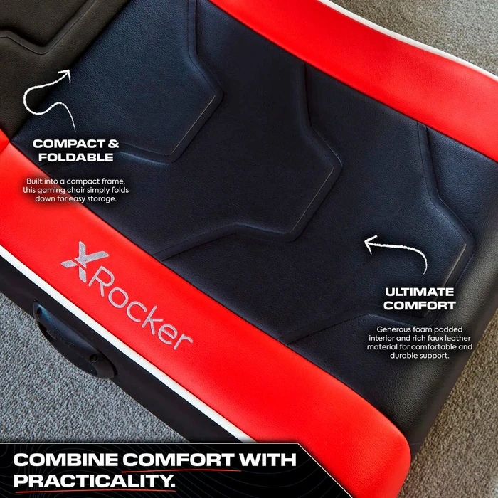 X Rocker Shadow 2.0 Audio Floor Rocker Gaming-Bodensessel für Kinder/Jugendliche, schwarz/rot