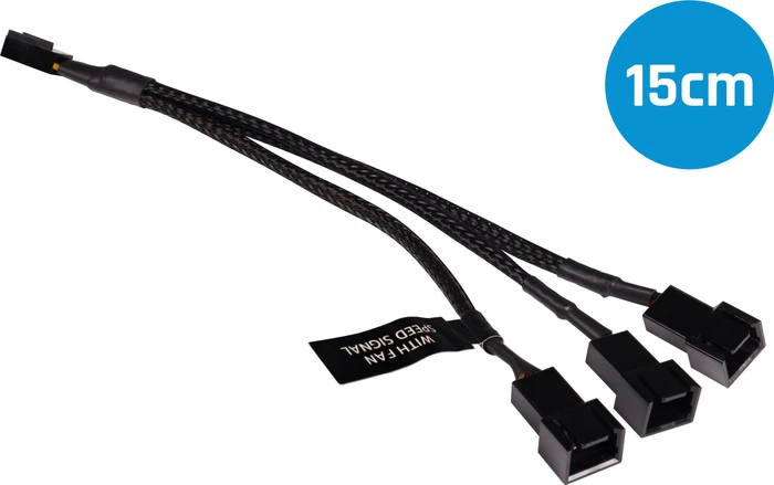 Alphacool 3-Pin auf 3x 3-Pin Verteiler, sleeved, 15cm, schwarz