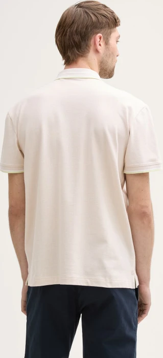 Tom Tailor Piqué mit Stretch Poloshirt kurzarm light cashew beige two tone (Herren)
