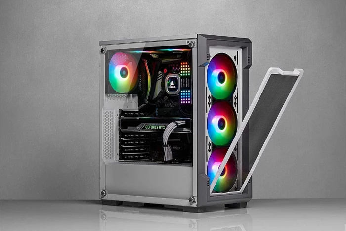 Corsair iCue 220T RGB Airflow, weiß, Glasfenster