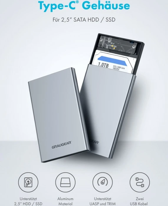 Graugear G-2501-AC-10G, 2.5", USB-C 3.1