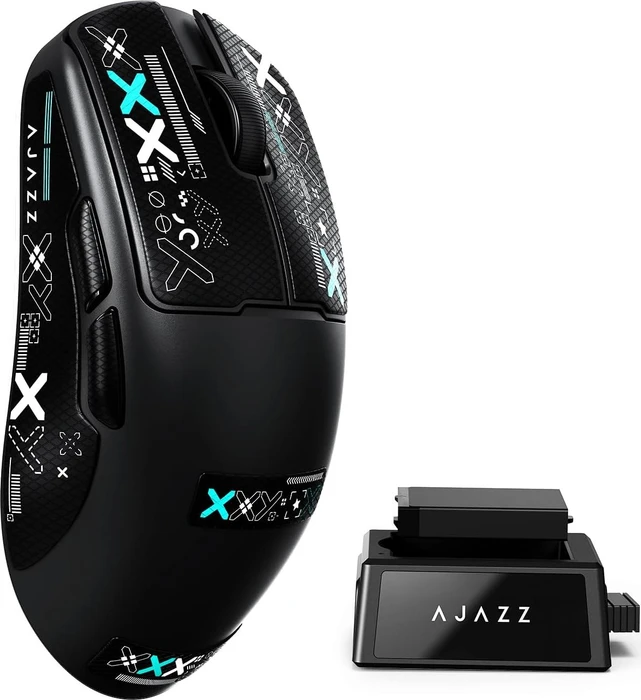 Ajazz AJ159 V2 MC Wireless Gaming Mouse mit Akku-Ladestation, inkl. Grip Tape, schwarz, USB/Bluetooth