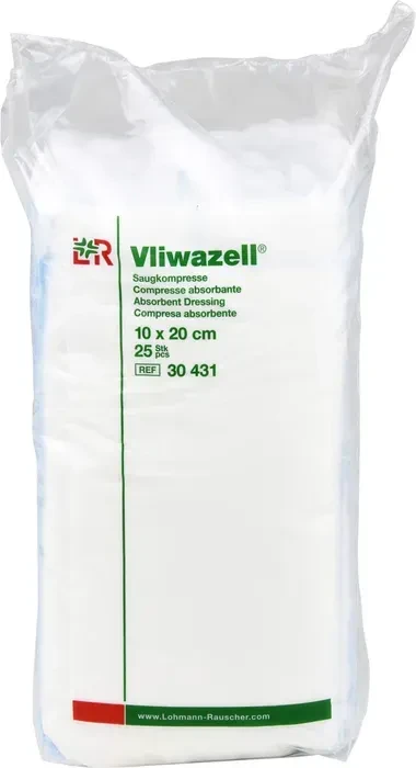 Lohmann & Rauscher Vliwazell Saugkompressen unsteril, 10 x 20cm, 25 Stück