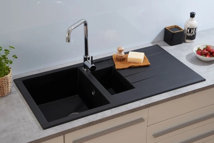 Respekta Houston 1000x500mm Einbau Becken reversibel schwarz