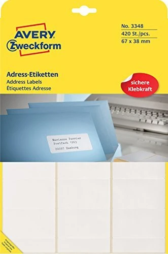 Avery-Zweckform Adressetiketten Sonderformat, 67x38mm, weiß, 20 Blatt (420 Etiketten)