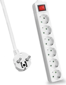 Helos CLASSIC Steckdosenleiste mit Schalter, 6-fach, 3m, weiß