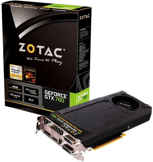 Zotac GeForce GTX 760, 4GB GDDR5, 2x DVI, HDMI, DP