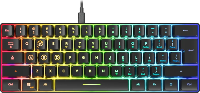 Speedlink Letos RGB 60% Gaming Keyboard, schwarz, LEDs RGB, USB, US