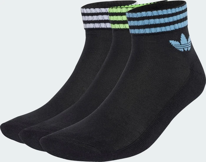 adidas 3-Streifen Ankle Socken black/ash blue/signal green, 3 Paare