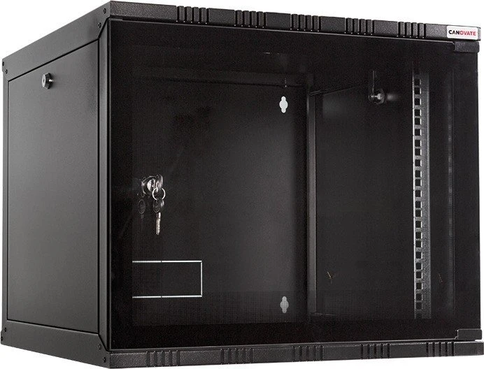 LogiLink Canovate ECO Wandgehäuse 9HE, Sicherheitsglastür, schwarz, 550mm tief