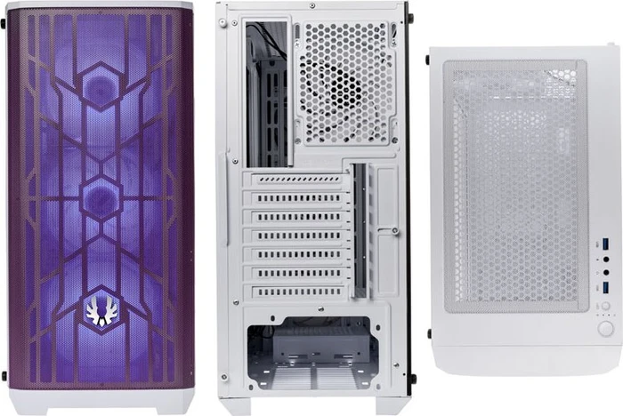 BitFenix Nova Mesh SE TG 4ARGB, weiß/violett, inkl. 4x Lüfter, Lüfter LED RGB, Glasfenster