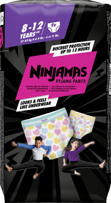 Pampers Ninjamas Pyjama Pants Girls Einwegwindel, 8-12J, 27-43kg, 9 Stück