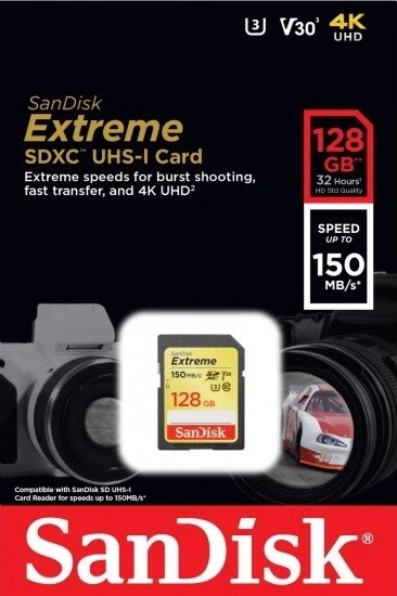 SanDisk Extreme R150/W70 128GB, UHS-I U3, Class 10