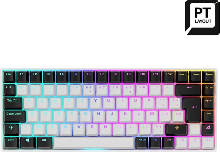Sharkoon Skiller SGK50 S3 White, schwarz/weiß, LEDs RGB, hot-swap, Gateron YELLOW, USB, PT