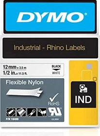 Dymo ID1 Flexible Industrial Rhino Pro Beschriftungsband, 12mm, schwarz/weiß
