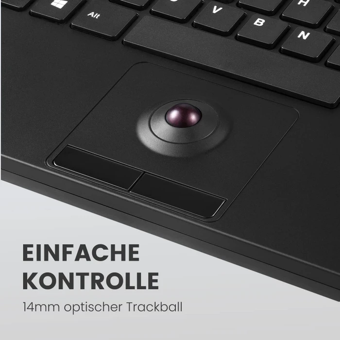 Perixx Periboard-526 Wired Mini Membrane Trackball Keyboard, schwarz, USB, UK