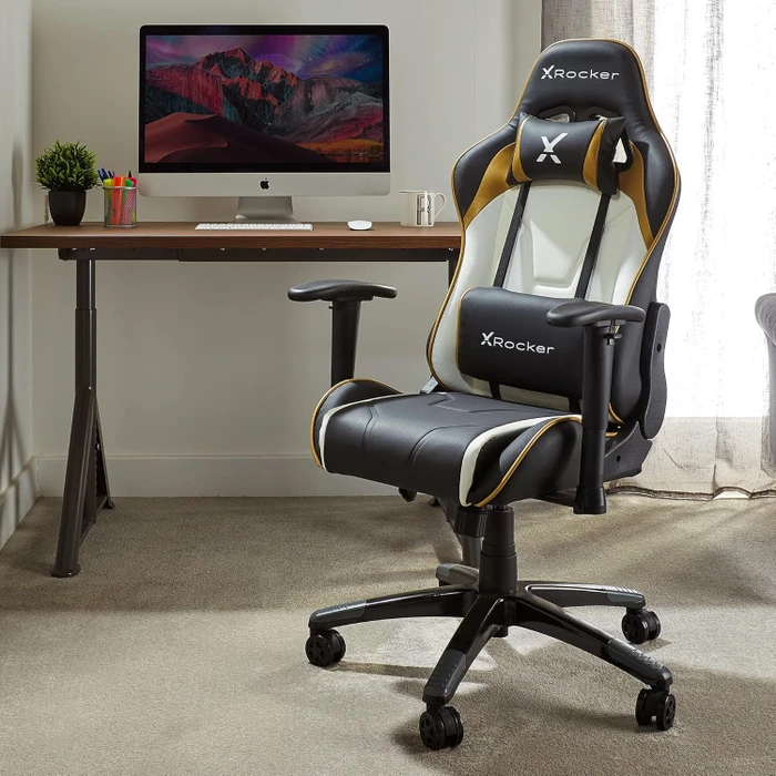 X Rocker Agility Compact Esports Gamingstuhl für für Kinder/Jugendliche, gold/schwarz
