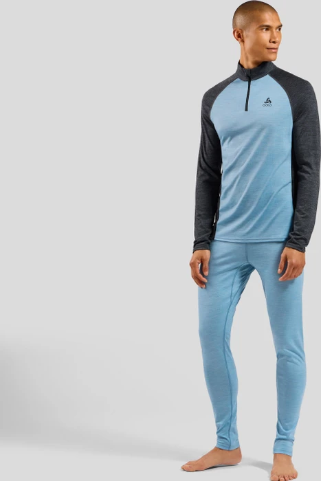 Odlo Performance Wool 150 Baselayer Halfzip Funktionsshirt langarm provincial blue/dark grey melange (Herren)