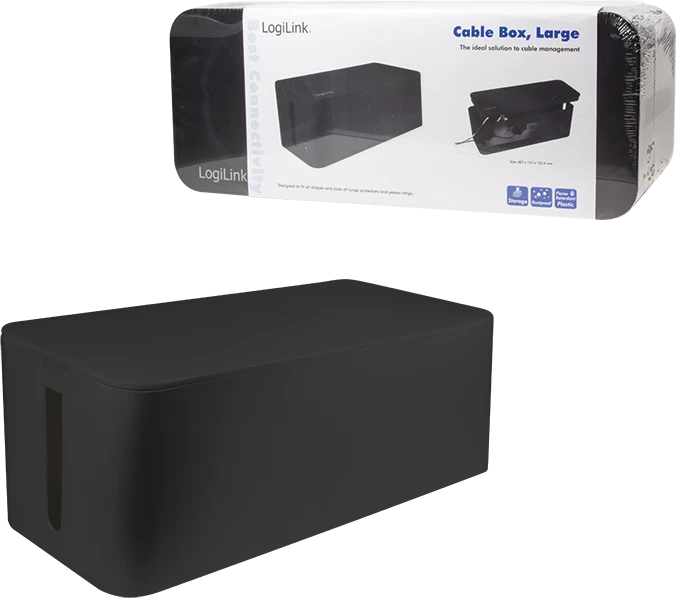 LogiLink Kabelbox groß, 407x157x133.5mm, schwarz
