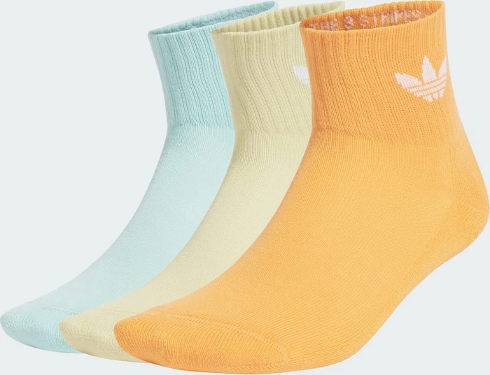 adidas Mid-Cut Crew Socken real gold/powder yellow/semi flash aqua, 3 Paare