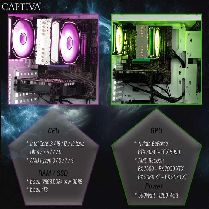 Captiva Entry Gaming R92-912, Ryzen 7 5700X, 32GB RAM, 1TB SSD, GeForce RTX 5060, Windows 11 Home