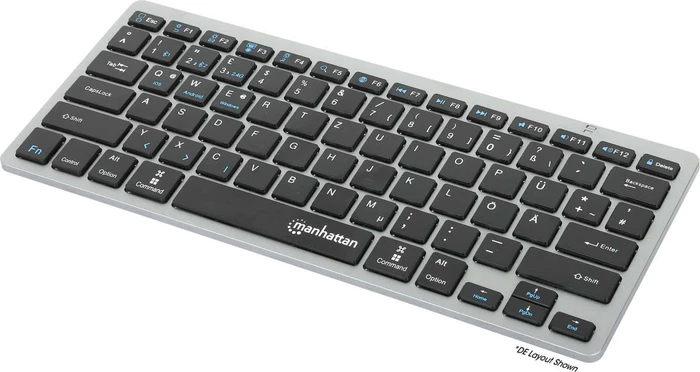 Manhattan Ultra Slim Dual-Mode Wireless Keyboard, schwarz/silber, USB/Bluetooth, DE