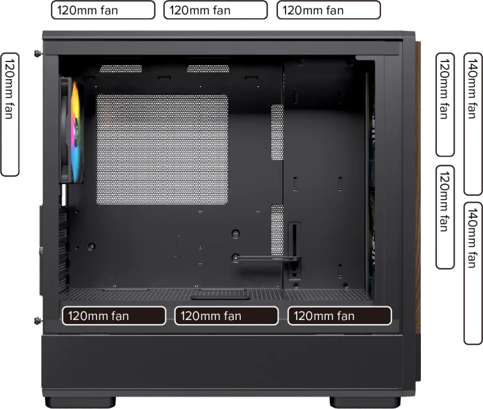 Einarex Pulse PM400 RGB Black, schwarz/braun, Glasfenster